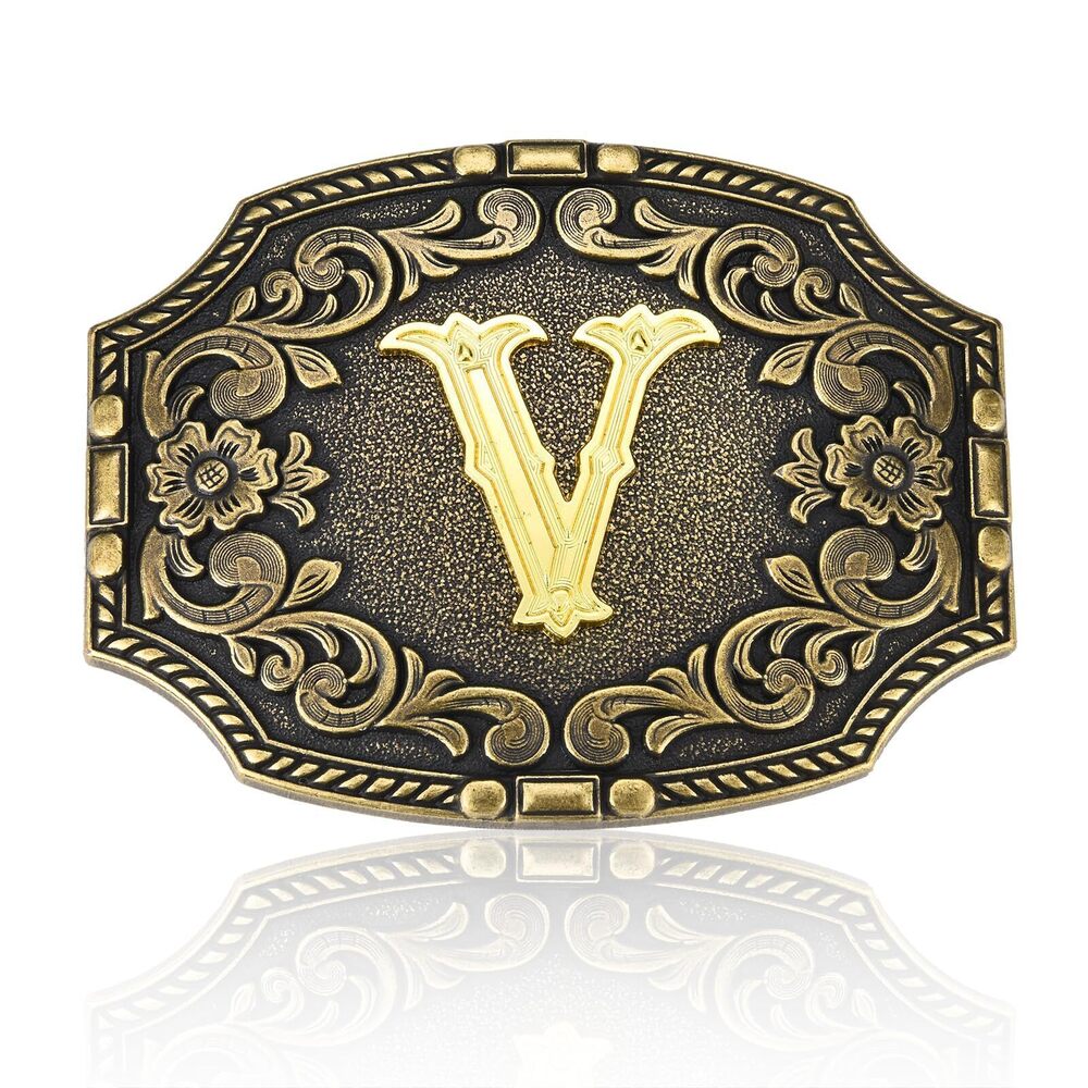 6965 Western Belt Buckle Initial Letters V Cowboy Rodeo Belt Buckles Cowboy